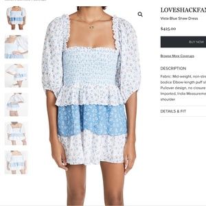 NWT LoveShackFancy Vista Blue Shaw Dress